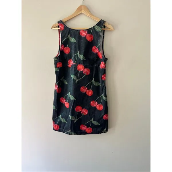 Urban Outfitters Charlie Cherry Print Mini Dress Low Back Coquette Y2K M - Image 2