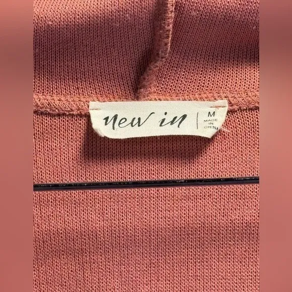 New In Waffle Knit Henley Hoodie‎ Dusty Rose Balloon Sleeve Pullover NT10889 M - Image 6