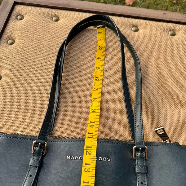 Marc Jacobs Commuter Tote Leather Shoulder Bag Forest Green Zip Work Laptop - Image 10