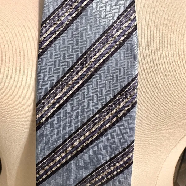 Vintage Rafael Men's Tie Blue Multicolor Stripes Silk Necktie Office Italy Class - Image 3
