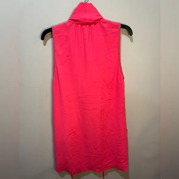 Aritzia Wilfred Sabine‎ Hot Pink Mini Tie Dress sz M - Image 4