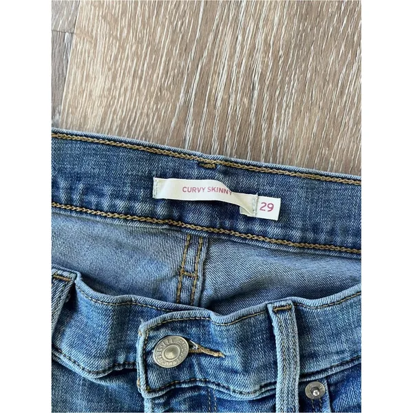 Levi’s Womens Curvy Skinny Jeans Size 29 Distressed Raw Hem Stretch Blue Denim - Image 9