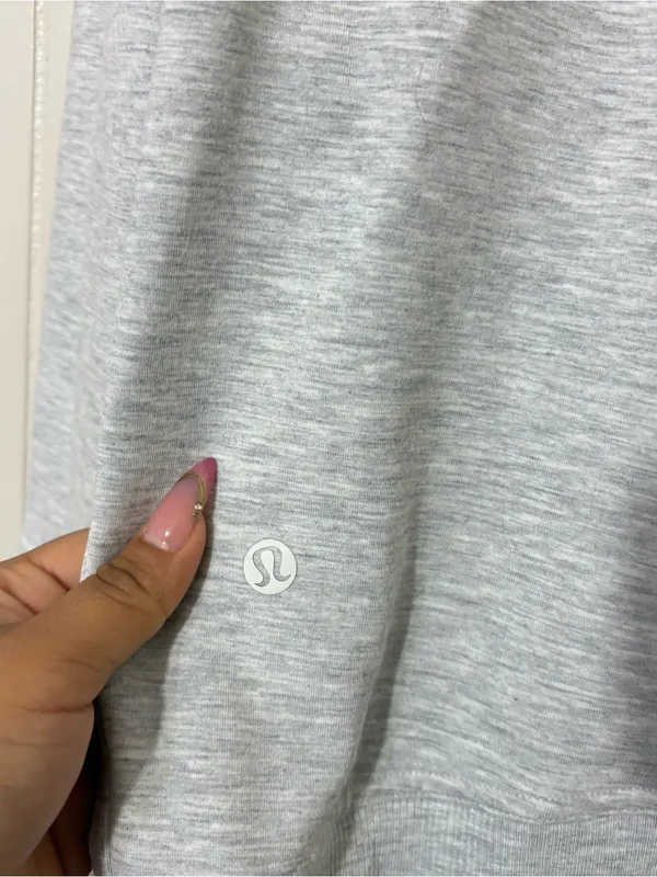Lululemon High Lines Pullover Heathered Core Ultra Light Gray Size 10 Thumbholes - Image 8