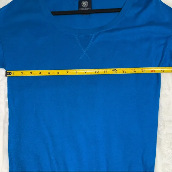 American Eagle Outfitters Blue Crew Neck‎ 3/4 Sleeve Cotton Sweater Top Sz.S - Image 6