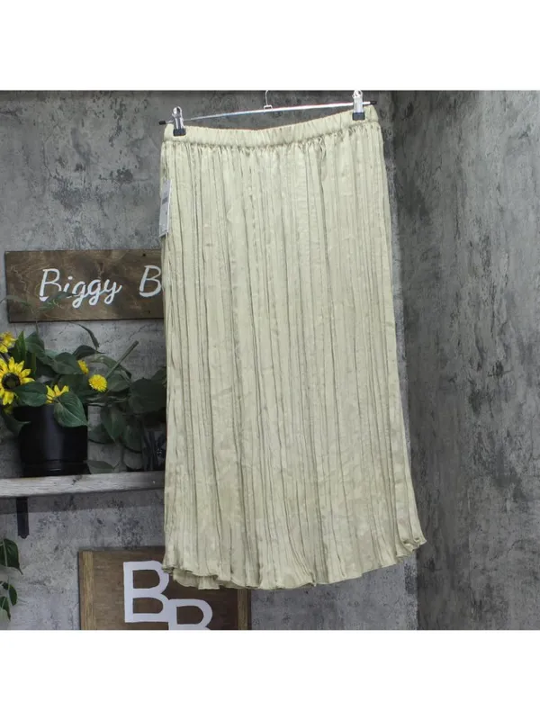 NWT DKNY Womens Crushed Crease Woven Midi Skirt P5DNSB53 Pale Moss Brown Green M - Image 8