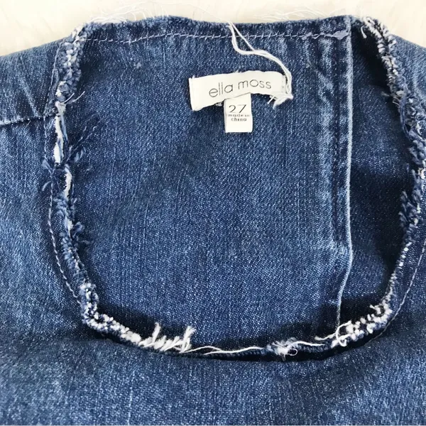 ELLA MOSS Denim Sleeveless Jumpsuit Size 27 Blue Jean Open Back Tapered‎ Raw Hem - Image 6