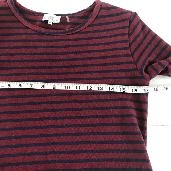 Anthropologie KINLY Directional Stripe Mini Dress M Drop Waist Flounce Hem Long‎ Sleeve Shift - Image 6