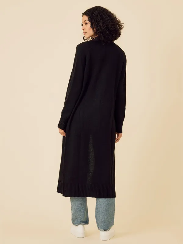 Revolve One Grey Day midi calf long knit duster size small oversized black NWOT - Image 2