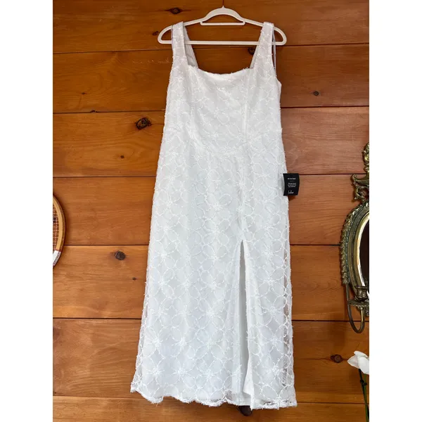 NWT Lulus Kalani White Mesh Textured Midi Dress Engagement Banquet Gala Size XL - Image 2