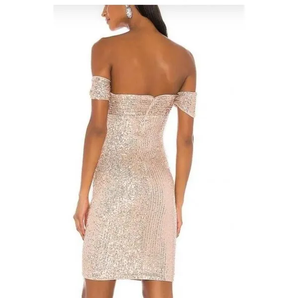 Majorelle "Lagos" Off‑Shoulder Sequin Dress – Blush‎ Pink Size Small - Image 3