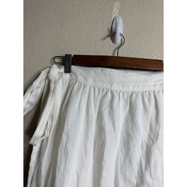 Reformation Molto Linen Wrap Skirt size XS White Midi - Image 7