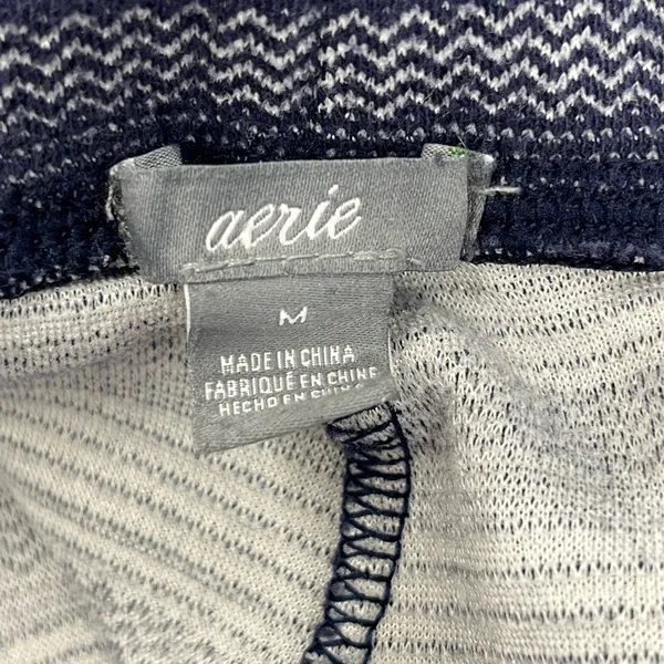 Aerie Blue Striped High Rise Full Length Skinny Cotton Blend Leggings Medium - Image 3