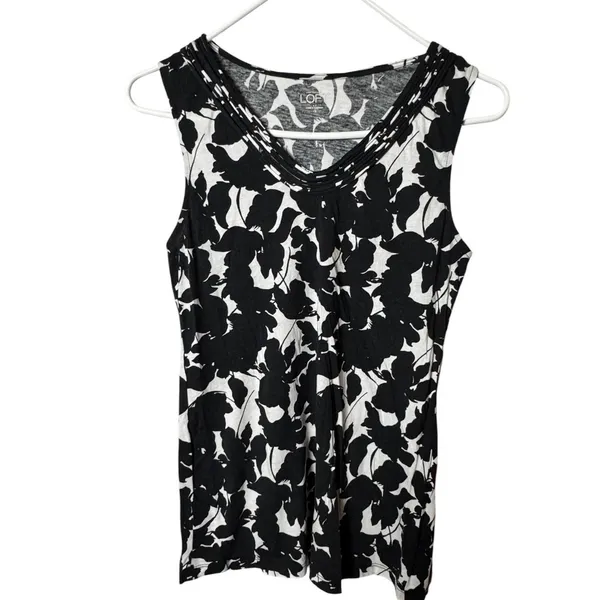 LOFT Women's Sleeveless Black and White Blouse Sz XS - Image 4