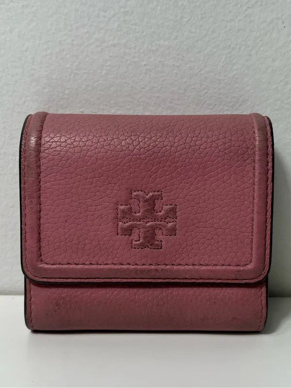 Tory Burch McGraw Pink Pebbled Leather Trifold Compact Mini Wallet - Image 3