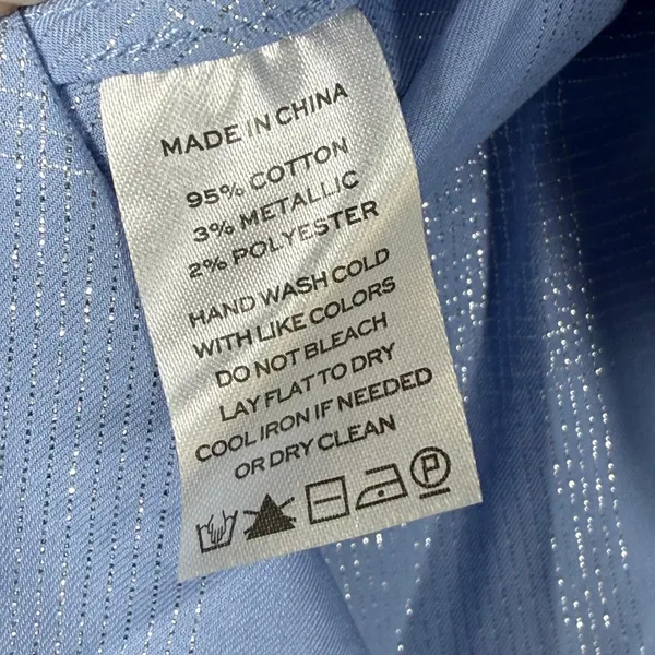Hill House Home Athena Nap Dress XS Light Blue Glitter Check Metallic Smocked NW - Image 7