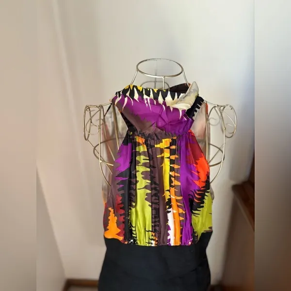Trina Turk Halter Dress 2 Colorful Tropical Print Bodycon Cocktail Resort - Image 10