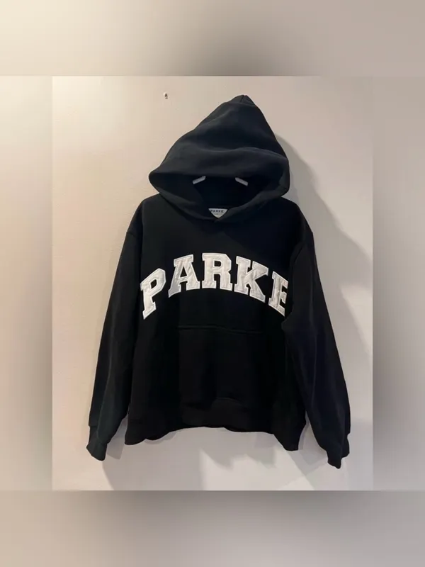 Parke Varsity Black Sweatshirt Hoodie Pullover Size S/M - Image 3