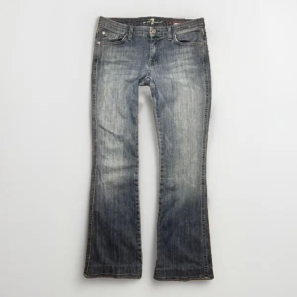7 For All Mankind A Pocket Jeans Bootcut Flare Low Rise Y2K Denim Size 27 - Image 3