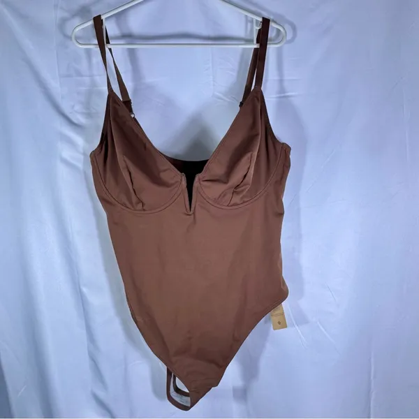 NWT‎ Popilush Brown Shapewear Bodysuit with Plunge Neckline - 3XL - Image 4