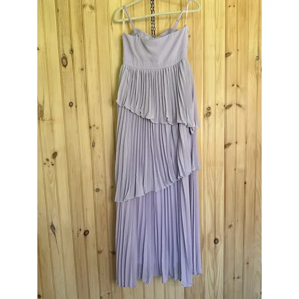 NWT Lulus Jehona Lavender Pleated Tiered Maxi Dress Bridesmaid Holiday Gala Sz M - Image 6
