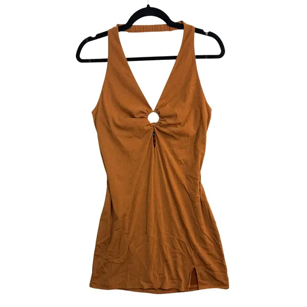 Wild Fable XL Minidress Orange Shimmer Halter Cutout Bodycon Y2K Club Fest Date‎ - Image 3