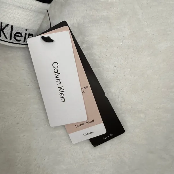 Calvin Klein Black White Logo Triangle Bralette Lightly‎ Lined QF5650 XL NEW - Image 2