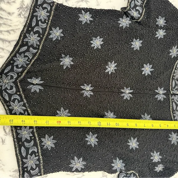 Vintage Cote d’Azur Black Beaded Top | Silk Floral Embroidery size small - Image 15