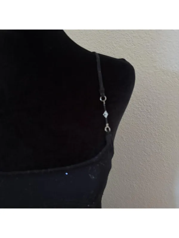 Vintage Y2K Fairygrunge Whimsigoth Dress Glitter Beaded Black Women Size Medium - Image 9