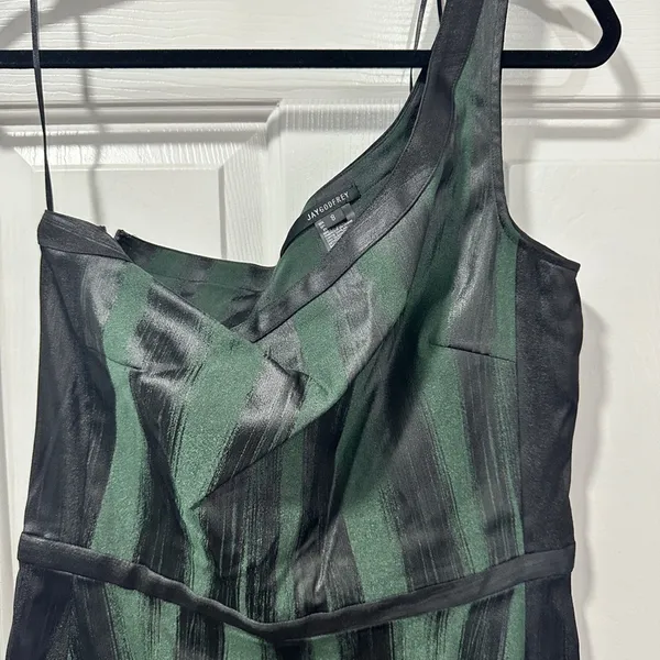 Jay Godfrey Emerald Black One-Shoulder Cocktail Mini Dress Size 8 - Image 3