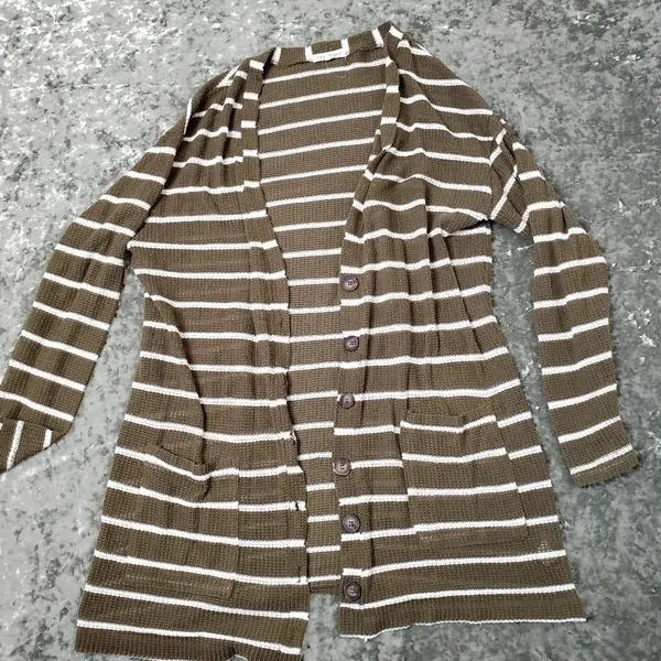 Socialite Striped Knit Button Front‎ Cardigan - Image 2