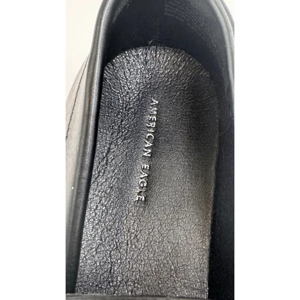 American Eagle Black Loafers Gold Horsebit Slip On Flats Womens 7 - Image 3