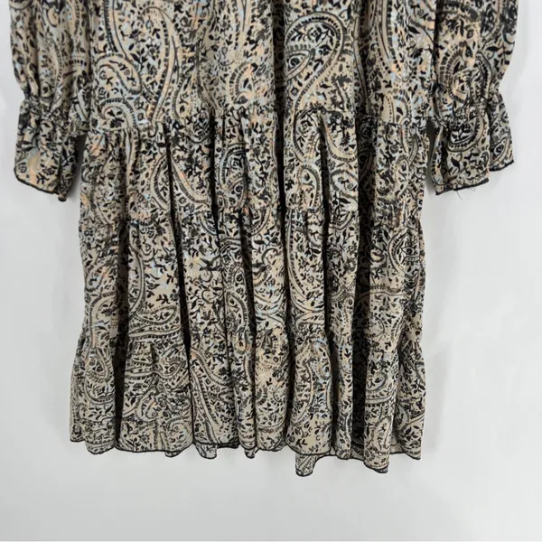 OPT Boho‎ Paisley Print Long Sleeve Tiered Midi Dress Peasant Prairie Ruffle M - Image 9