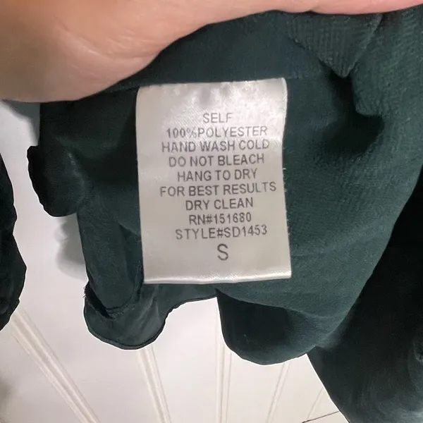 Storia Emerald Green Jacquard V-Neck Ruffle Mini Dress Small 857 - Image 13