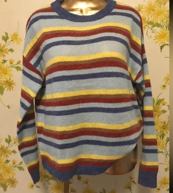 Emory Park NWOT Blue multi stripe crewneck pullover knit sweater size M - Image 3