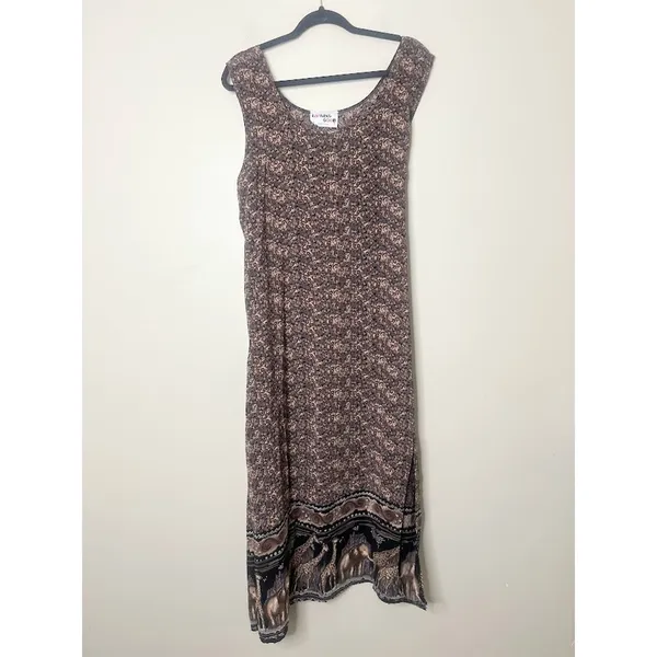 Vintage Looking Good Maxi Dress Safari Giraffe Elephant Asymmetric Tie Back 1X‎ - Image 10