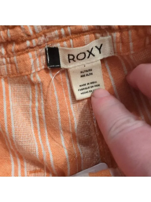 Roxy Orange And White Striped Linen Blend Pants Size XL - Image 5