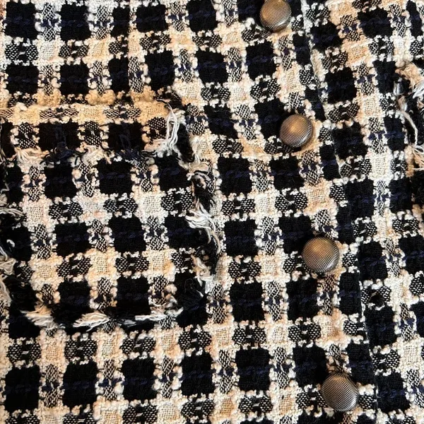 Zara Black and Cream Tweed Button-Front Mini Skirt - Image 4
