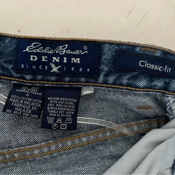 EDDIE BAUER Blue Denim Jeans Classic Fit High Rise Size 4 Mom Jeans - Image 5