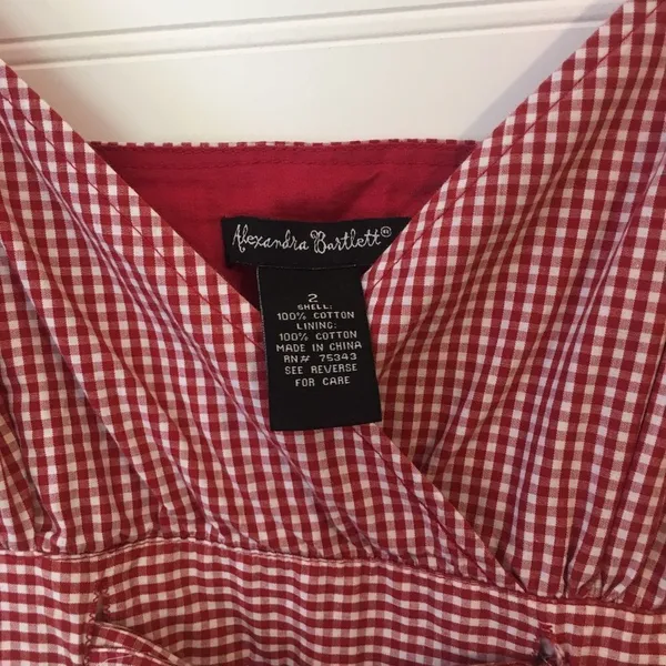 Alexandra Bartlett Gingham Cotton Midi Dress​ Red Size 2 - Image 3