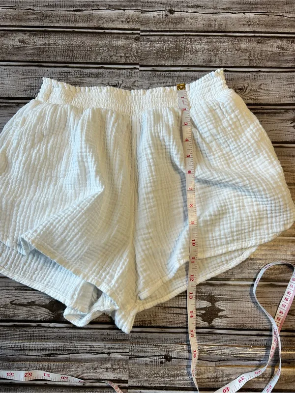 Aerie Cotton White Elastic-Waist Athletic Shorts Size Medium Coastal Vacation - Image 4