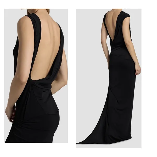 Rick Owens Lilies Shailee Draped Dress Gown Black Avant Garde Draped Size US 2 - Image 5