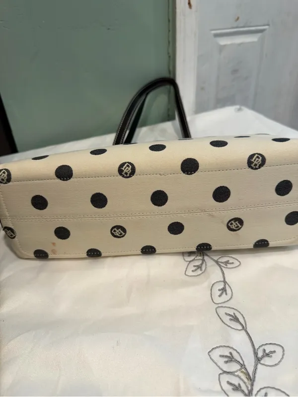 Dooney & Bourke Black and White Polka Dot Tote - Image 2