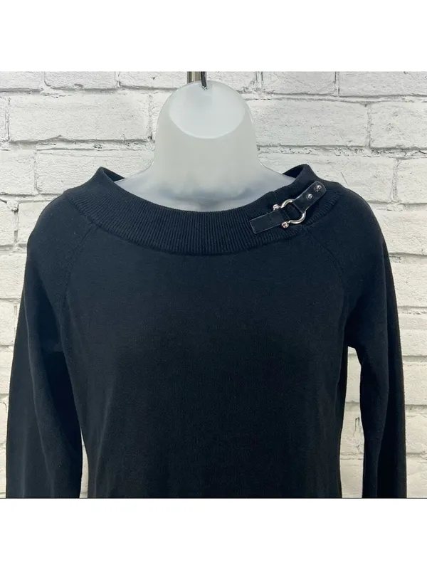 Lauren Ralph Lauren Black Sweater with Buckle Accent Size M - Image 3