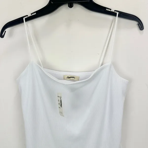 Madewell Squareneck Tank Top Spaghetti Straps Slim Stretch White Large NWT - Image 12