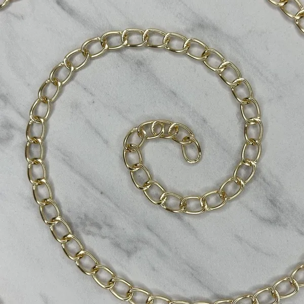 Womens Chunky Gold Tone Metal Chain Link Belt Adjustable Y2K OS ✨ - Image 10