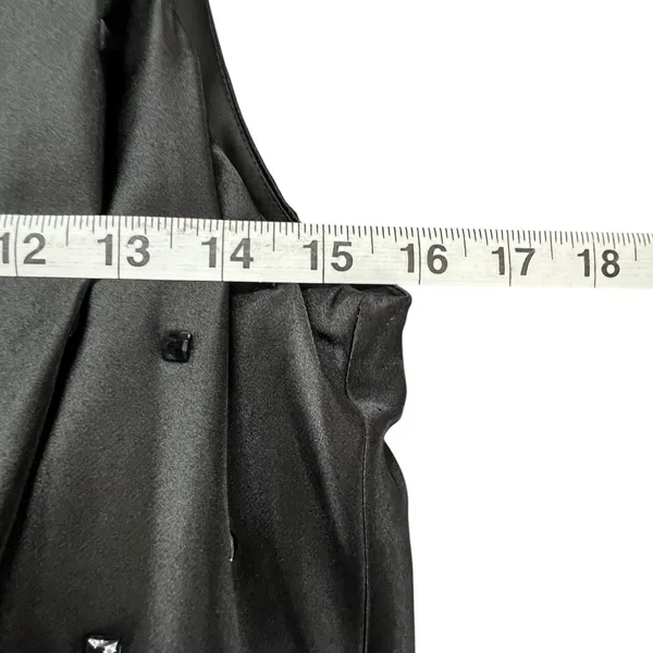 Allen Schwartz Prive Dress 12 Black Jeweled One Shoulder Blouson Evening Party‎ - Image 9