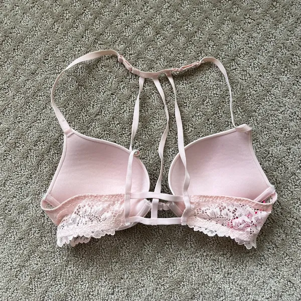 La Senza Bra Light Pink Front Clasp Adjustable Strap Racer Back Underwire 32 C - Image 3