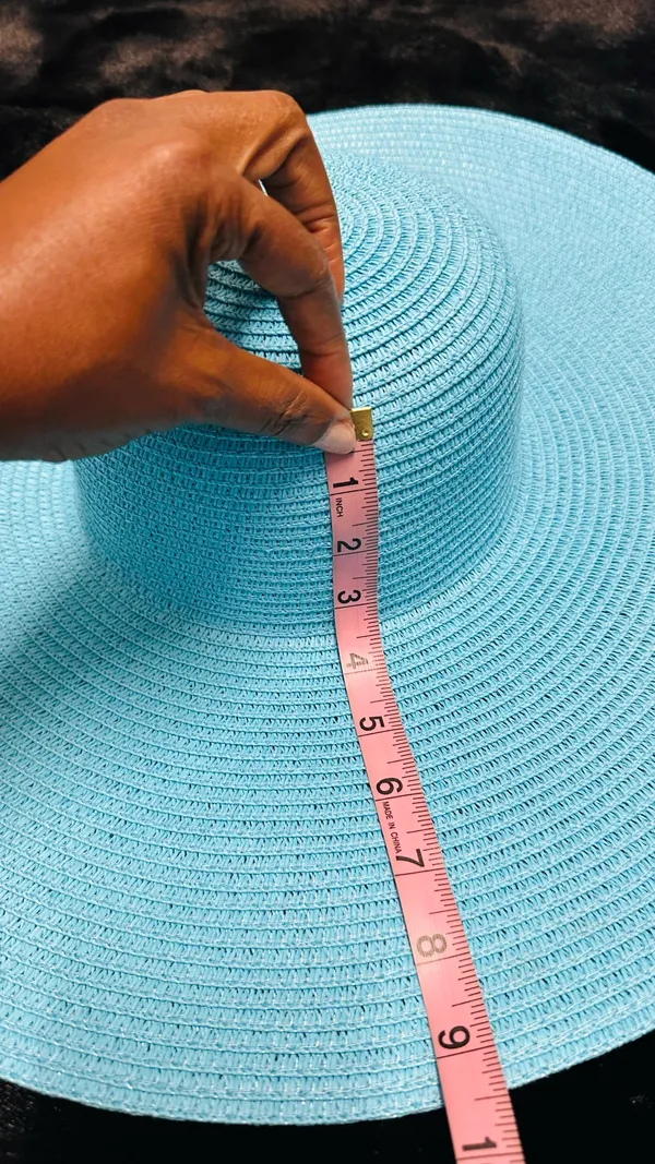 Natasha oversized wide brim off blue straw hat - Image 7