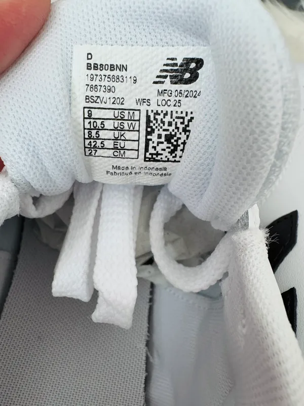 New Balance BB80 Low-Top Leather Sneakers, White/Black, Size 10.5/EU 42.5 - Image 7
