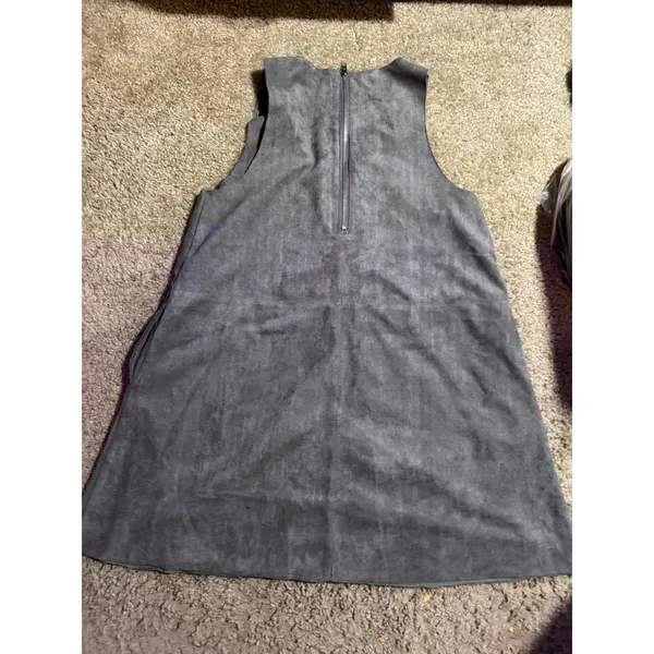 The‎ Impeccable Pig Womens Grey Faux Suede V-Neck Sleeveless Shift Mini Dress M - Image 4